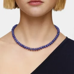 Gargantilla con baño de oro 18 kt sobre plata y cuarzita azul Hold Oval^TOUS Hot