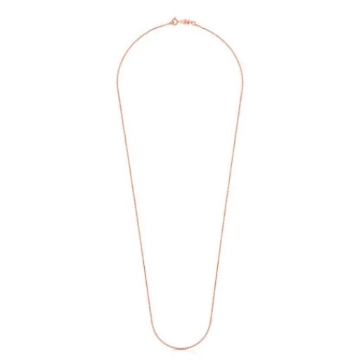 Gargantilla con baño de oro rosa 18 kt sobre plata y bolas, 65 cm Chain^TOUS Outlet