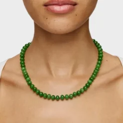 Gargantilla con baño de oro 18 kt sobre plata y cuarzita verde Hold Oval^TOUS Outlet