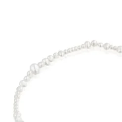 Gargantilla con perlas cultivadas y anilla de plata Hold Oval^TOUS New