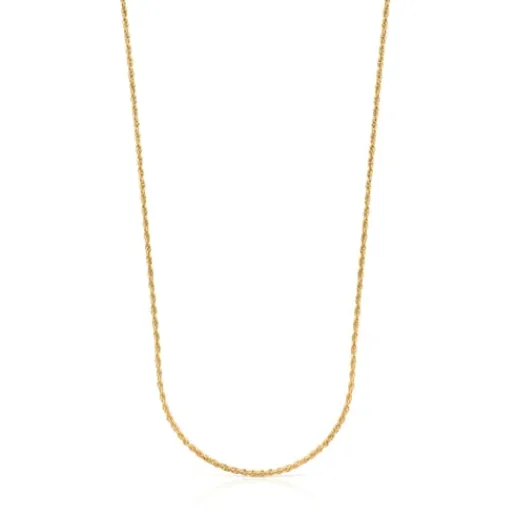 Gargantilla larga con baño de oro 18 kt sobre plata y bolas, 70 cm Chain^TOUS Online