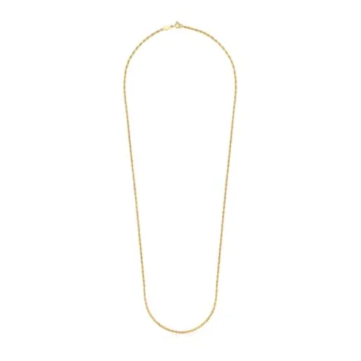 Gargantilla larga con baño de oro 18 kt sobre plata y bolas, 70 cm Chain^TOUS Online