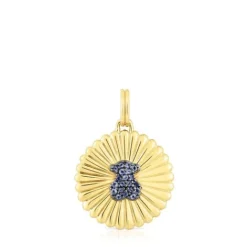 Medalla con baño de oro 18 kt sobre plata y oso con iolitas Iris Motif^TOUS