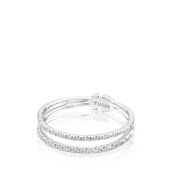 Media alianza de oro blanco con diamantes motivo oso Diamonds^TOUS Clearance