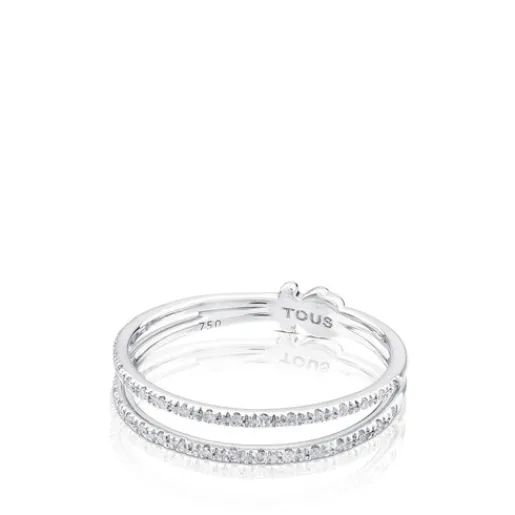 Media alianza de oro blanco con diamantes motivo oso Diamonds^TOUS Clearance