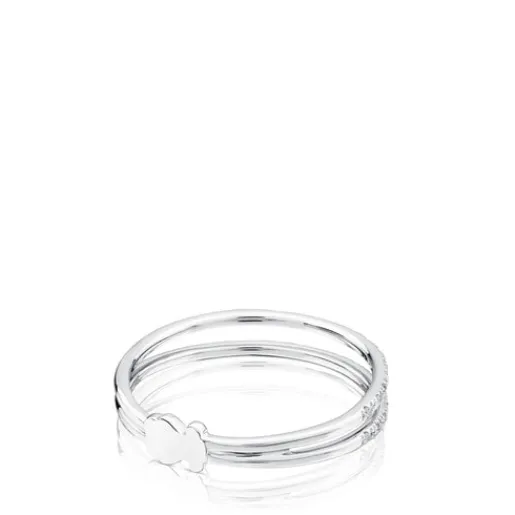Media alianza de oro blanco con diamantes motivo oso Diamonds^TOUS Clearance