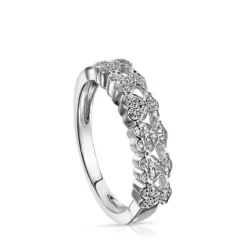Media alianza de oro blanco con diamantes motivo oso Puppies^TOUS Discount