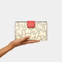 Mediana Billetera Flat Kaos Icon Multi Beige - Rojo^TOUS Discount