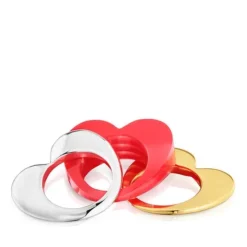 Pack anillos grandes corazón bicolor y acetato rosa My Other Half^TOUS Sale