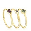 Pack de Anillos con baño de oro 18 kt sobre plata y gemas Teddy Bear Stars^TOUS Online