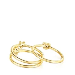 Pack de Anillos con baño de oro 18 kt sobre plata y gemas Teddy Bear Stars^TOUS Online