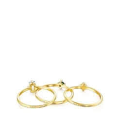 Pack de Anillos con baño de oro 18 kt sobre plata y gemas Good Vibes^TOUS Sale