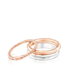 Pack de Anillos de plata, con baño de oro rosa 18 kt sobre plata, zafiro y rubí Ring Mix^TOUS Discount