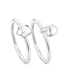 Pack de Anillos motivos flor-corazón de plata Mini Icons^TOUS Best