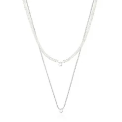 Pack de collares de plata y perlas cultivadas, corazón y oso Mini Icons^TOUS