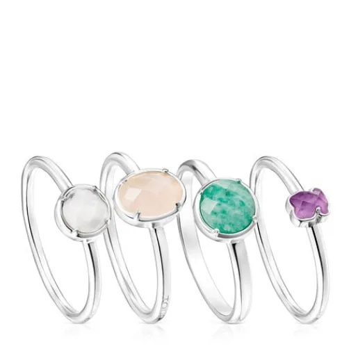 Pack de cuatro Anillos de plata y gemas Cool Color^TOUS Sale