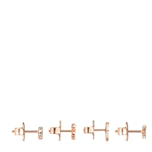 Pack de Pendientes con baño de oro rosa 18 kt sobre plata y espinelas 0,45 - 0,85 cm Motif^TOUS Discount