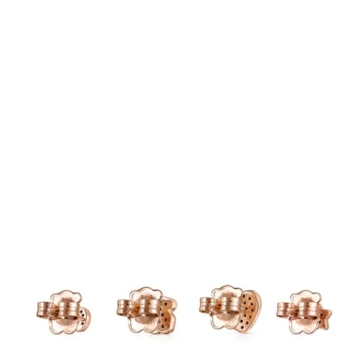 Pack de Pendientes con baño de oro rosa 18 kt sobre plata y espinelas 0,45 - 0,85 cm Motif^TOUS Discount