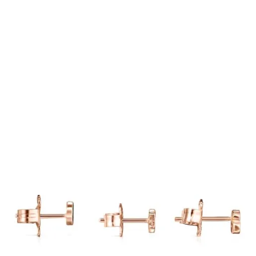 Pack de Pendientes con baño de oro rosa 18 kt sobre plata y espinelas 0,44 - 0,51 cm Motif^TOUS Online