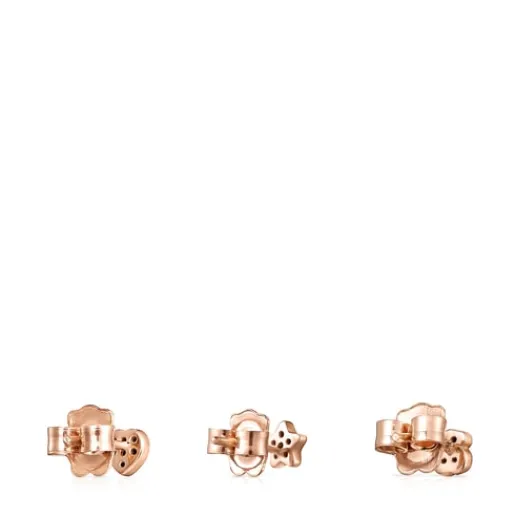 Pack de Pendientes con baño de oro rosa 18 kt sobre plata y espinelas 0,44 - 0,51 cm Motif^TOUS Online