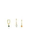 Pack de Pendientes con baño de oro 18 kt sobre plata y gemas Good Vibes^TOUS New