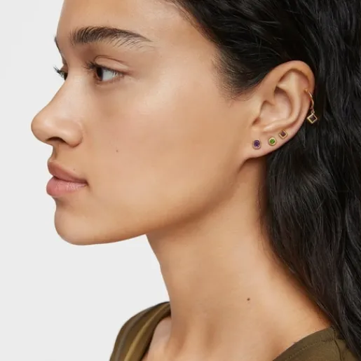 Pack de pendientes pequeños con baño de oro 18 kt sobre plata y gemas Basic Colors^TOUS Online