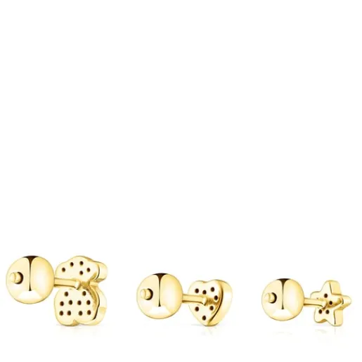 Pack de Piercings de oreja Basics con baño de oro 18 kt sobre plata y espinela^TOUS Discount