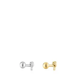 Pack de piercings de oreja de acero IP dorado y plateado MANIFESTO^TOUS Clearance