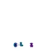Pack de piercings de oreja de acero IP lila y verde Bold Bear^TOUS Outlet