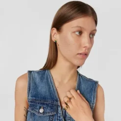 Pack de tres anillos con baño de oro 18 kt sobre plata y gemas Virtual Garden^TOUS Online