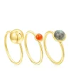 Pack de tres anillos con baño de oro 18 kt sobre plata y gemas Plump^TOUS Best