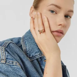 Pack de tres anillos con baño de oro 18 kt sobre plata y gemas Plump^TOUS Best