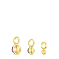 Pack de tres colgantes con baño de oro 18 kt sobre plata y gemas Plump^TOUS Hot