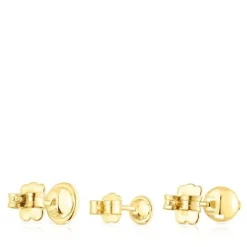 Pack de tres pendientes con baño de oro 18 kt sobre plata y gemas Plump^TOUS