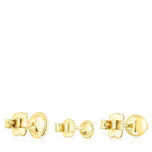 Pack de tres pendientes con baño de oro 18 kt sobre plata y gemas Plump^TOUS