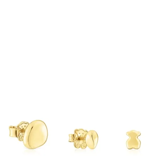 Pack de tres pendientes con baño de oro 18 kt sobre plata Joy Bits^TOUS Outlet