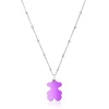Pack gargantilla de plata y colgante oso de acero en color lila 22 mm Sweet Dolls^TOUS Discount