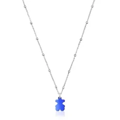 Pack gargantilla de plata y colgante oso de acero en color azul 12 mm Sweet Dolls^TOUS Clearance