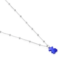 Pack gargantilla de plata y colgante oso de acero en color azul 12 mm Sweet Dolls^TOUS Clearance