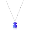Pack gargantilla de plata y colgante oso de acero en color azul 22 mm Sweet Dolls^TOUS Online