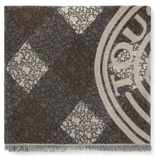 Pañuelo Kaos Mini Stamp Jacquard marrón^TOUS Online