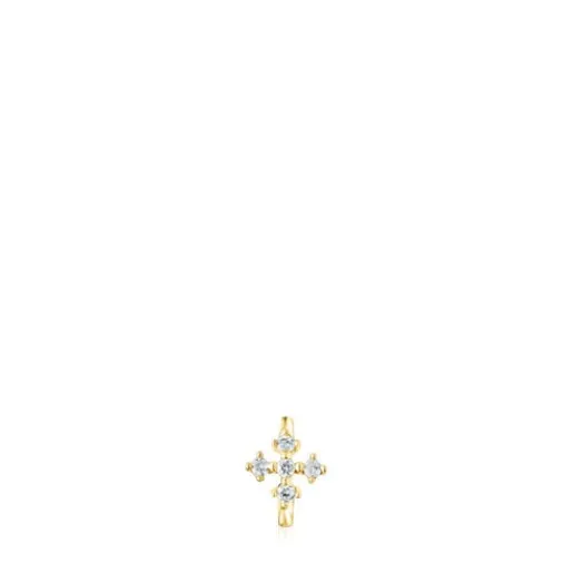 Pendiente aro pequeño cruz de y diamantes Les Classiques^TOUS Best