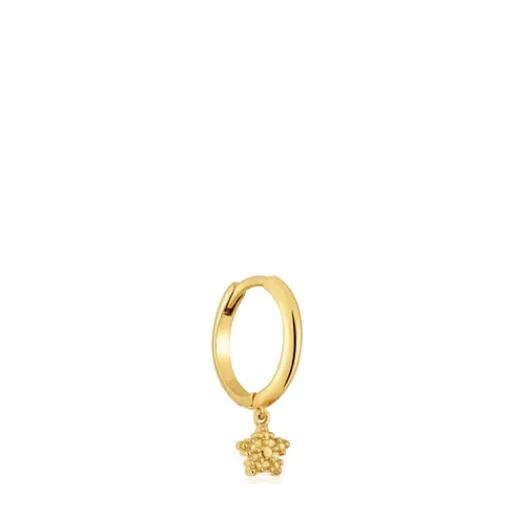 Pendiente individual de aro corto con baño de oro de 18 kt sobre plata y motivo estrella Grain^TOUS
