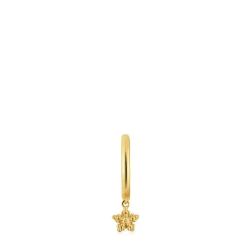 Pendiente individual de aro corto con baño de oro de 18 kt sobre plata y motivo estrella Grain^TOUS