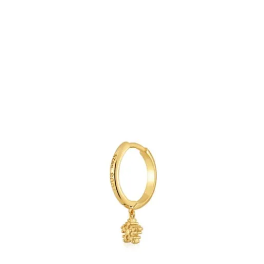 Pendiente individual de aro corto con baño de oro de 18 kt sobre plata y motivo estrella Grain^TOUS