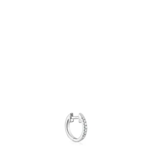 Pendiente individual de aro corto de oro blanco con diamantes 8,5 mm Les Classiques^TOUS Outlet