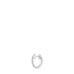 Pendiente individual de aro corto de oro blanco con diamantes 8,5 mm Les Classiques^TOUS Outlet