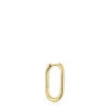 Pendiente individual de aro oval con baño de oro 18 kt sobre plata 17 mm Basics^TOUS Outlet
