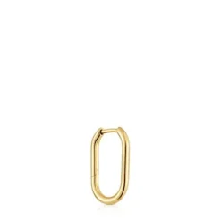 Pendiente individual de aro oval con baño de oro 18 kt sobre plata 17 mm Basics^TOUS Outlet