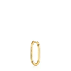 Pendiente individual de aro oval con baño de oro 18 kt sobre plata 17 mm Basics^TOUS Outlet